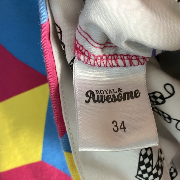 Royal & Awesome Shorts Size 34 Golf‎ Loud Colorful Geometric Print Stretch - Picture 7 of 9